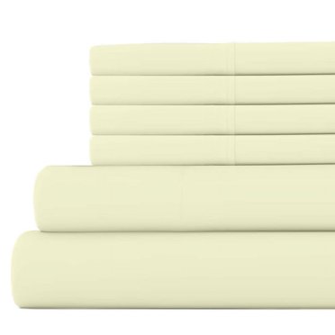 7-PC Split King Size Ivory Color Giza 800-Thread-Count Cotton Sheet Set - 18 Inch Deep Pockets