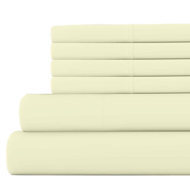 7-PC Split King Size Ivory Color Giza 800-Thread-Count Cotton Sheet Set - 18 Inch Deep Pockets