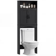thumbnail image 1 of HOMCOM Armoire de Rangement au-Dessus de la Toilette Autoportante avec Armoire, Noir, 1 of 10