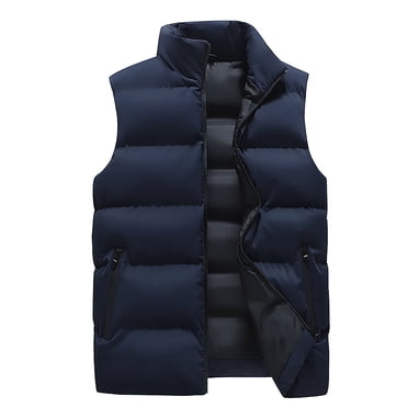 Pisexur Men's Puffer Vest Outdoor Casual Stand Collar Padded Jacket Coat Vest