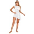 thumbnail image 3 of RUNQHUI Costume de Danse Lyrique pour Femmes Robe de Patinage Sans Manches en Chiffon Fluide Bas Justaucorps Blanc S, 3 of 7