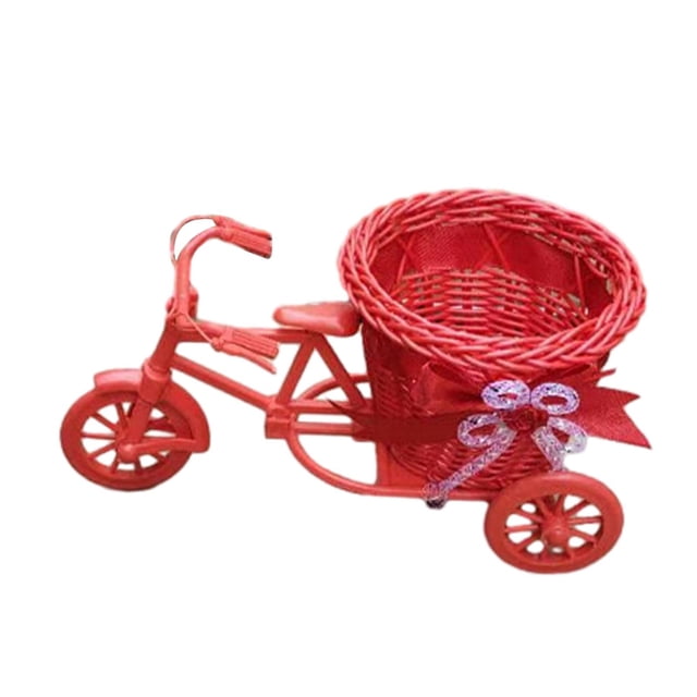 Panier de Fleurs Artificielles Support de Plante Cadeaux Panier de Rangement de Bureau Plante Rouge