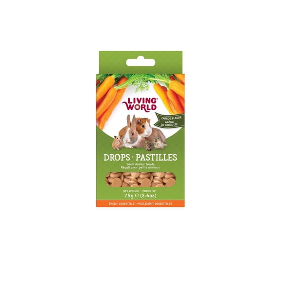 Living World Small Animal Drops, Carrot Flavour, 75g
