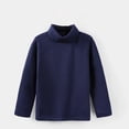 thumbnail image 2 of MIASHUI Hauts pour Enfants Col Roulé à Manches Longues T-Shirts Chauds Couleur Unie Chandail, Marine, 9-10 Ans, 2 of 5