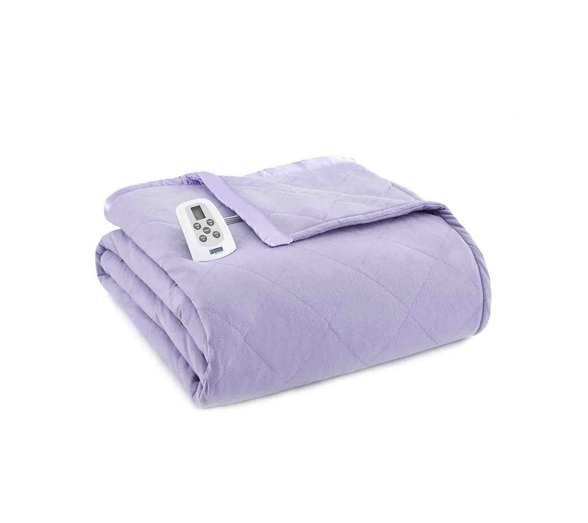 Shavel Home Products Micro Flannel Solid Electric Heated Blanket, Queen, Amethyst