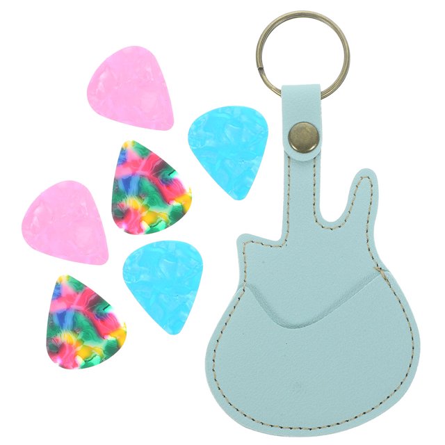 1 Set Guitar Pick Pouch Portable Guitar Pick Case Acoustic Guitar Picks Storage Bag Keychain with Guitar Picks