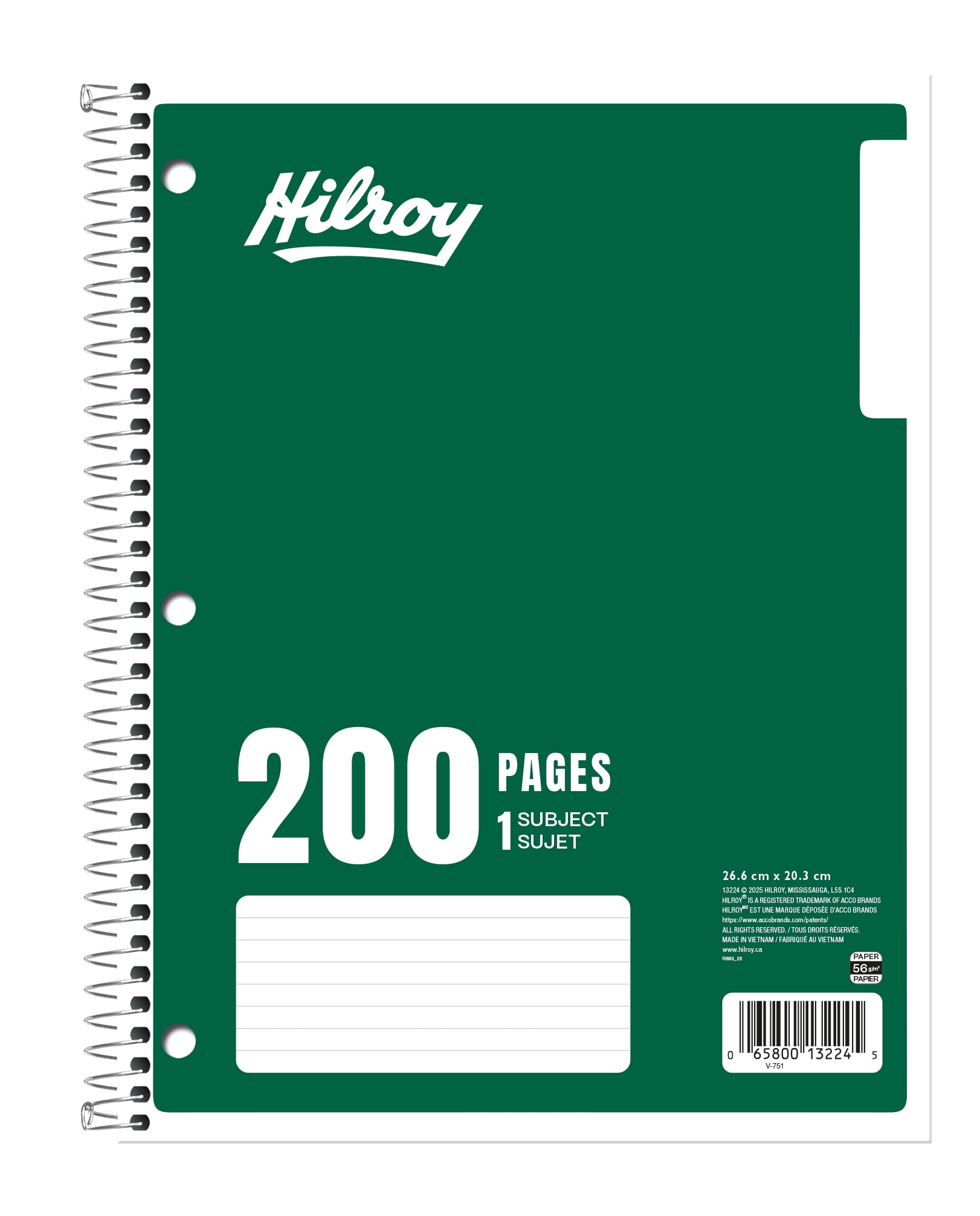 Hilroy® 1 Subject 200pg Notebook, Green