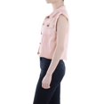 thumbnail image 3 of Womens Distressed Denim Button Up Sleeveless Crop Vest, Pink, X-Large, 3 of 5