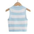 thumbnail image 4 of Dealovy Débardeurs pour Femmes Été Côtelé Court Ajusté Rayé Sans Manches Col Rond T-Shirts, 4 of 4