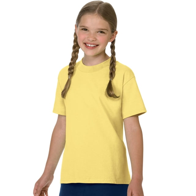Hanes Authentic TAGLESS Kid`s Cotton T-Shirt, M, Yellow