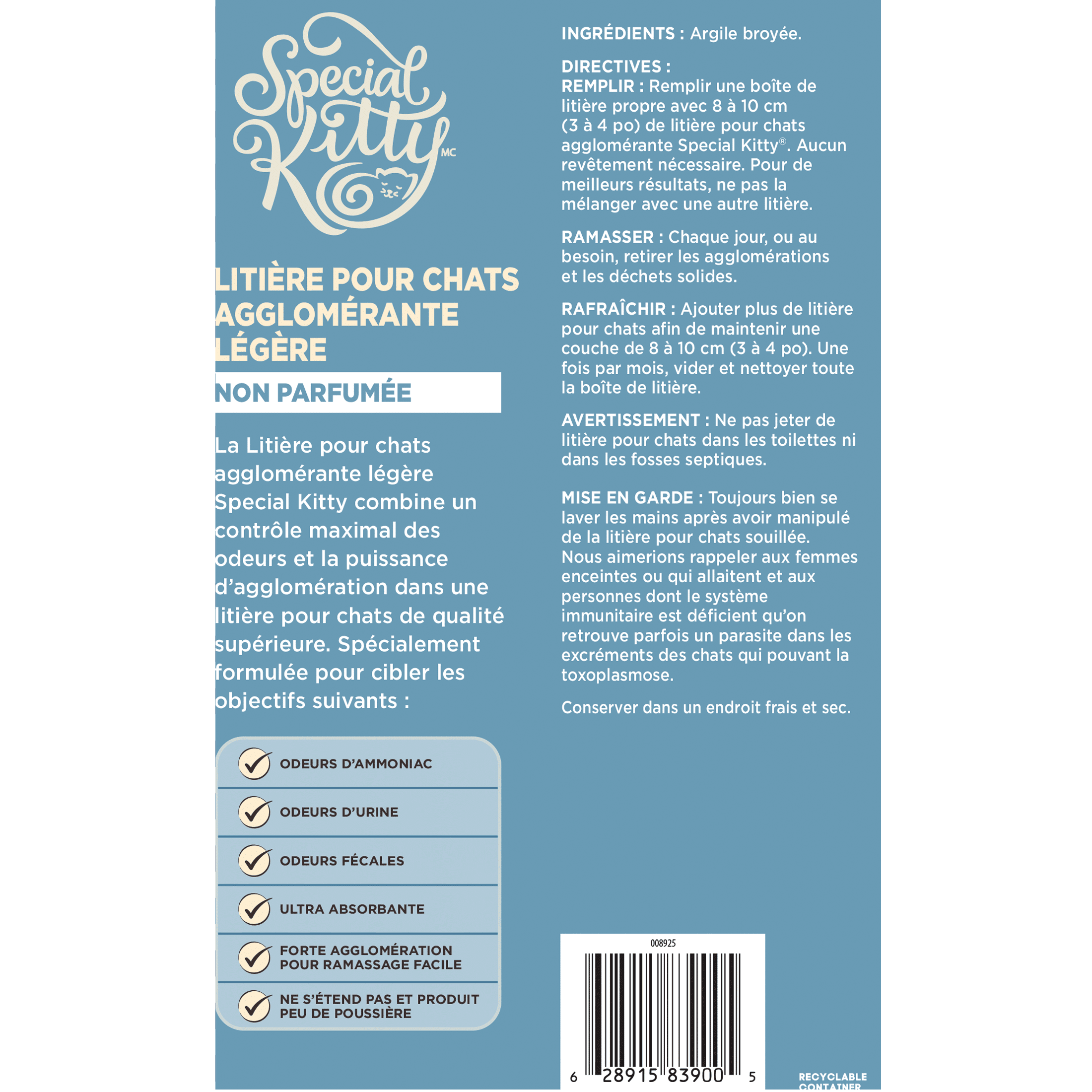 Special Kitty Litière pour Chats Agglomérante Légère Non Parfumée 3.86kg