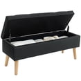 thumbnail image 1 of HOMCOM Banc Ottoman Rembourré avec Rangement avec Pattes en Bois, Noir, 1 of 10