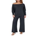 thumbnail image 1 of Ensemble de Hauts en Tricot à Épaules Dénudées et de Pantalons à Jambes Larges pour Femmes, 1 of 8