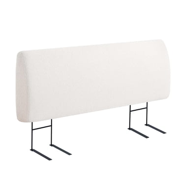 Pinmoco Upholstered Foam Headboard for King Bed, Height Adjustable and Ergonomic Head Board, Teddy Velvet White