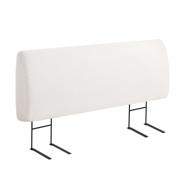 Pinmoco Tête de Lit Rembourrée en Mousse pour Lit Très Grand, avec une Conception à Hauteur Ajustable et une structure Ergonomique Incurvée. la Tête de Lit Est Rembourrée en Tissu Blanc en Velours teddy Doux, Offrant une Mousse de 4,7 Pouces d'Épaisseur à Haute Résilience pour le Soutien du Dos et du Cou. Elle Comprend une Méthode d'Installation Non Dommageable Qui s'Ajuste Directement sous le Matelas, Assurant Sans Abîmer les Murs Ni les Planchers. l'Esthétique Moderne Complète Divers styles de Chambre.