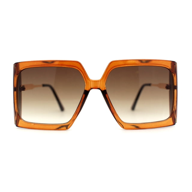 Womens Oversized Rectangle Butterfly Fashion Designer Sunglasses All Brown