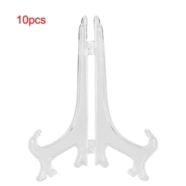 MAGT Porte-Assiettes en Plastique, 10 pcs Présentoir à Assiettes Pliant Blanc Porte-Assiettes en Plastique Plat Cadre Photo Décoratif Présentoir Rack(20cm)