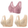 thumbnail image 1 of Bigersell Front Closure Sports Bras for Women 3pcs Push-Up Bra Style R-1 Breathable Lightly Lined Bras Pack R-1-khaki, 1 of 5