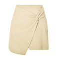 thumbnail image 1 of B91xZ Jupes Mignonnes pour Femmes Basique Solide Polyvalente Extensible Évasée Décontractée Mini Jupe Patineuse, Beige S, 1 of 5