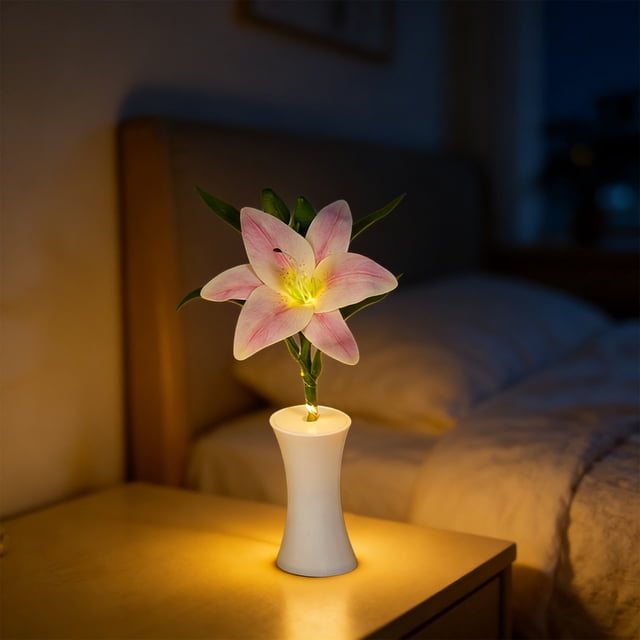Lunxisen 1 Pcs Flower Pot Night Light Desk Lamp Home Decor Ambient Lighting Gift Idea
