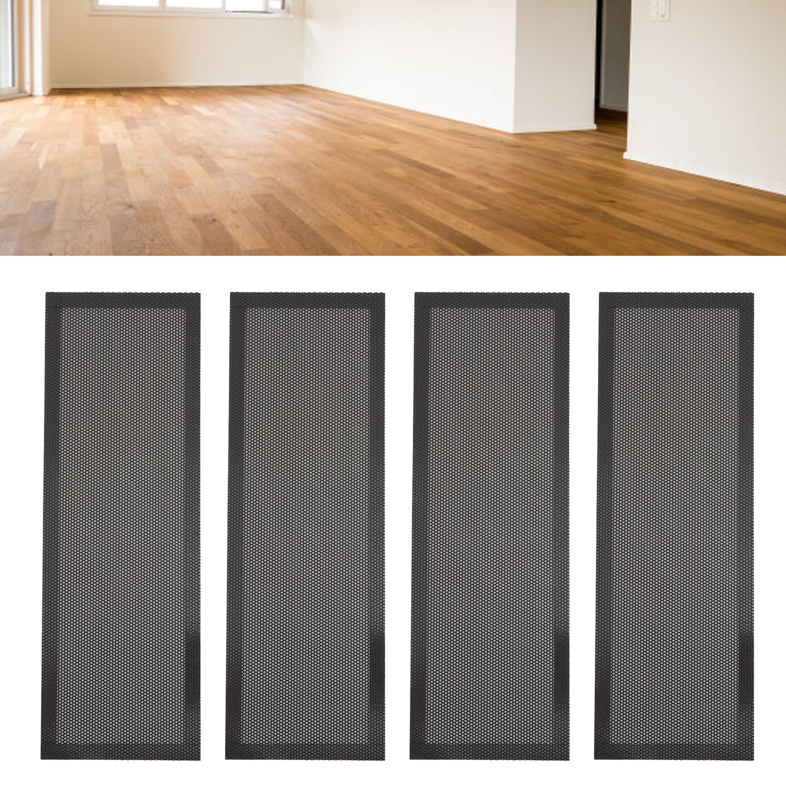 PVC Magnetic Floor Register Vent Cover, Ultra Fine Mesh Filter, Easy Install with Magnetic Adsorption 4PCS Set Suitable for Home Vent Floor 102x305mm 156.00g