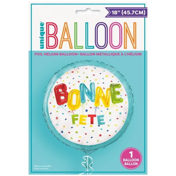 Ballon rond en aluminium Bright Bonne Fete de 18 po, emballé