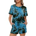thumbnail image 1 of Birdeem Two-Piece Womens Summer Printed and Solid One Shoulder Top and with Pocket Shorts Set Suit, 1 of 1