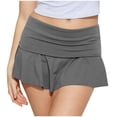 thumbnail image 1 of Timegard Skirts for Women Summer Low Waist Ruched Mini Skirts Solid Color Casual Loose Workout Shorts, 1 of 5