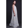 thumbnail image 4 of Bimba Robe Longue Maxi Imprimée Light Lavender Blue2 à Ruban Floral et Couronne de Roses Blanches pour Femmes, Nuisette en Rayonne à Bretelles Spaghetti, Vêtement de Nuit pour Dames X-Small, 4 of 5