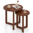 thumbnail image 1 of Costway Round Nesting Coffee Table Set of 2 with Thickened Top & Solid Rubber Wood Legs Walnut, 1 of 10