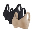 thumbnail image 1 of 3 Pack Women Plus Size Push-Up Bras No Underwire T-Shirt Bralettes Ribbed Full Coverage Sports Everyday Bras Multicolor, 40/90BCD, 1 of 4