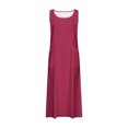 thumbnail image 5 of Jsaierl Robes d'Été pour Femmes 2024 Robe Sans Manches en Coton et Lin Robe Décontractée de Couleur Unie Robe à Col en V Coupe Ample Longues Robes, 5 of 5