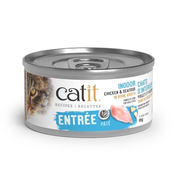 Catit Recipes Chicken & Seafood Entree in Bone Broth for Indoor Cats 85 G