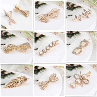Barrette Étoile pour Cheveux, Épingles à Cheveux en Cristal, Pinces à Cheveux en Métal, Accessoires pour Cheveux, Épingle à Cheveux en Strass, Pinces à Cheveux en Métal pour Femmes et Filles, 9 Pcs (Or)