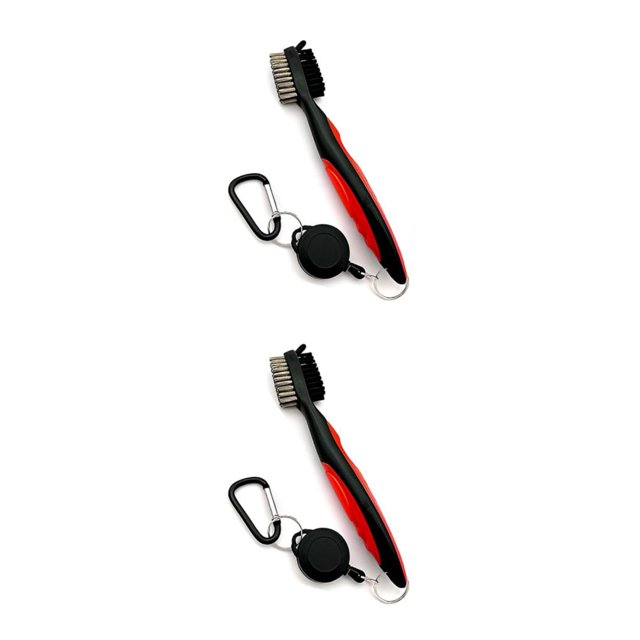 Redempat Stainless Steel Golf Club Brush Portable Solid Color Shoe Brushes Red Lidless 2Set