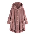 thumbnail image 4 of Womens Cardigan Plus Size Button Plush Tops Hooded Loose Cardigan Wool Coat Winter Jacket Navy Xl, 4 of 7