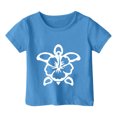 thumbnail image 3 of T-shirts Filles Mode Imprimé Tortue Col Rond Manches Courtes Décontractées Hauts Filles Bleu Ciel 6-7 Ans, 3 of 3