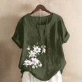 thumbnail image 1 of Birdeem T-Shirt Ample Décontracté d'Été pour Femme à Col Rond, Manches Courtes, à Imprimé Floral, 1 of 12