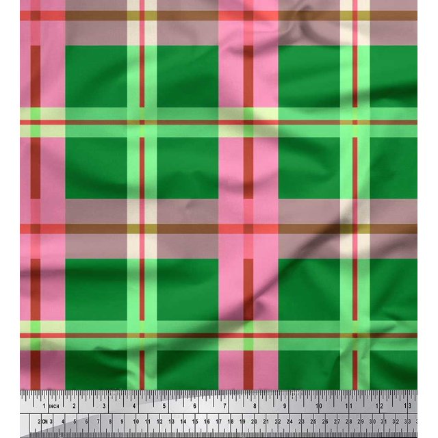 Soimoi Velvet Fabric Check Check Decor Fabric Printed Yard 58 Inch Wide