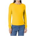 thumbnail image 1 of SROBPTY Longues Chandails à Manches pour Femmes, T-Shirt Décontracté à Col Rond pour Femmes à Manches Longues Jaune, P, 1 of 4