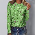 thumbnail image 2 of Pompotops Femmes Dames Col Rond Hauts Amples Décontractés T-Shirts Imprimés Blouse à Manches Longues en Solde, 2 of 5