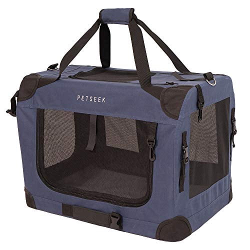 Petseek Extra Large Cat Carrier Soft Sided Folding Small Medium Dog Pet Carrier 24"x16.5"x16" Travel Collapsible Ventilated Comfortable Design Portable Vehicle