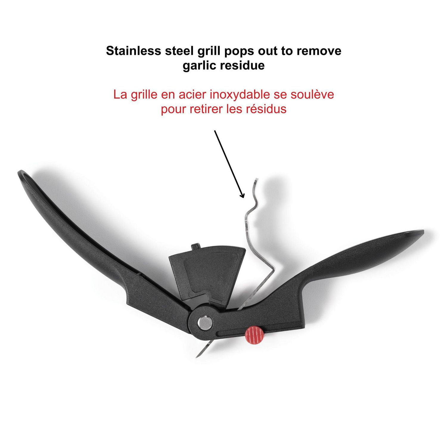 tarfrit All-In-One Garlic Multitool, Slice Press Cut Garlic Fast, Stainless Steel Grid, Pivot Pusher, Integrated Scraper, Easy Cleaning, Dishwasher Safe, Garlic Tool