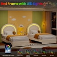 thumbnail image 4 of Ourlova Twin LED Upholstered Bed for Bedroom- Princess Platform Bed with Rainbow Headboard- Storage Drawer- No Box Spring- Easy Assembly- Beige - Playful Design for Girls, 4 of 7