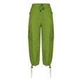 thumbnail image 4 of Timegard Women's Elastic High Waisted Drawstring Cinch Bottom Cargo Pants with Pockets, Large, 4 of 6