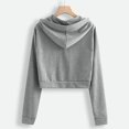 thumbnail image 3 of ORUYROP Femmes Zip Rayé à Manches Longues Crop Top Hoodies Casual Pulls à Cordon Veste Recadrée Sweatshirt Chemise, 3 of 5