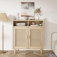 thumbnail image 3 of Rattan Sideboard Buffet Cabinet, Boho Storage Cabinet with 2 Doors, Open Shelf for Living Room, Hallway & Kitchen, 3 of 7