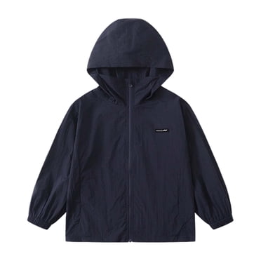 Aocisk Girls UPF50+ Sun Protective Hooded Windbreaker Jacket Lightweight Outdoor Casual Wear for Kids and Youth Navy 13-14 Years