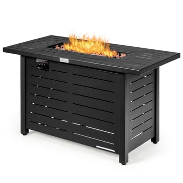 Gymax Foyer Rectangulaire au Propane de 42 Pieds' 60 000 Btu Chauffage Table d'Extérieur avec Housse