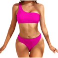 thumbnail image 1 of Womens Two Piece Swimsuits One Shoulder Ribbed Bathing Suit Solid Color Bikini Swimwear, 1 of 5